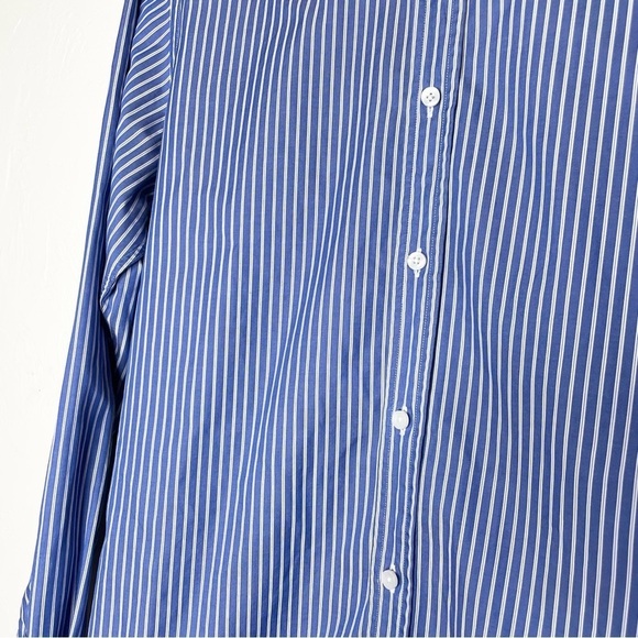 ZARA MAN Blue Striped Long Sleeved Button Front Tailored Fit Dress Shirt 14 Neck - Picture 3 of 5